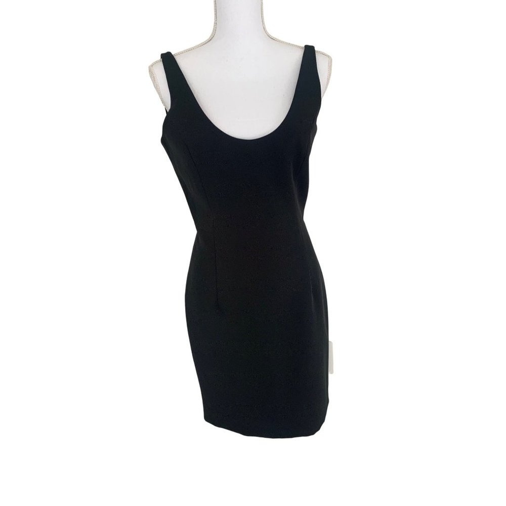 Milly Size 6 Black Lined Dress Plunge Back